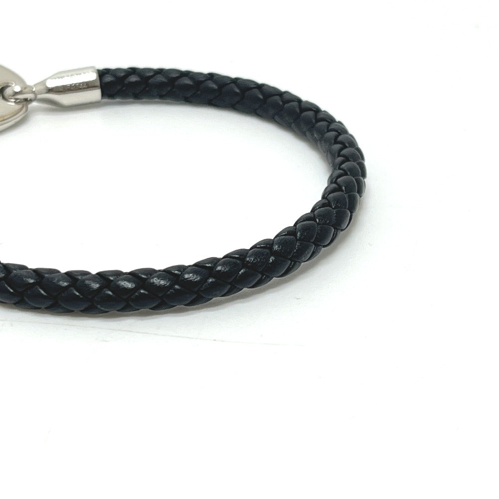 HERMES Leather Bracelet ≪Etrier≫ Etrie Leather bracelet accessories Bracelet SS / Leather Silvery/Black Black/Silver Used