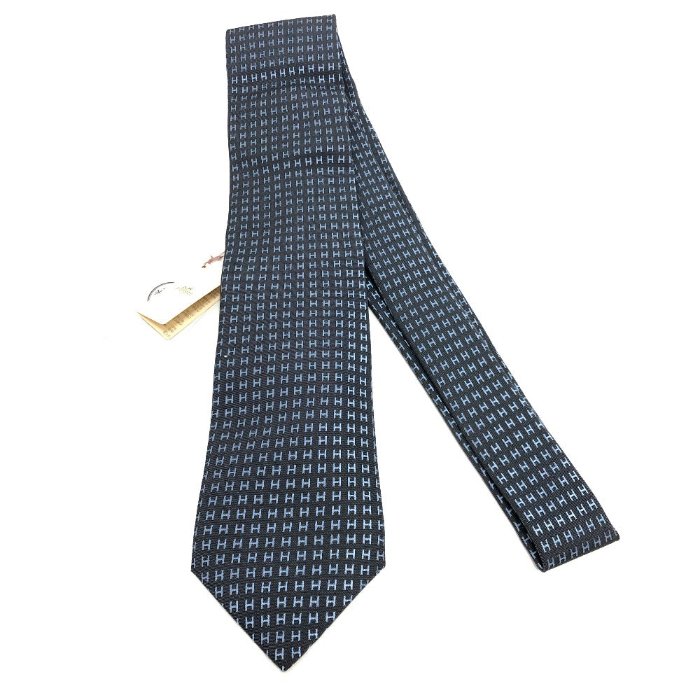 HERMES Hロゴ アパレル シルクタイ FACONNEE H H織りタイ ネクタイ シルク メンズ グレー - brandshop-reference