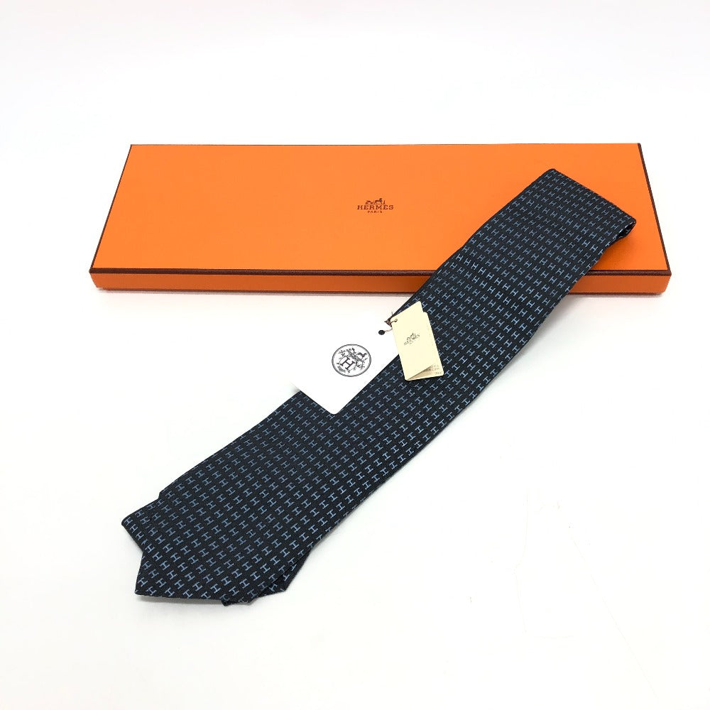 HERMES Hロゴ アパレル シルクタイ FACONNEE H H織りタイ ネクタイ シルク メンズ グレー - brandshop-reference
