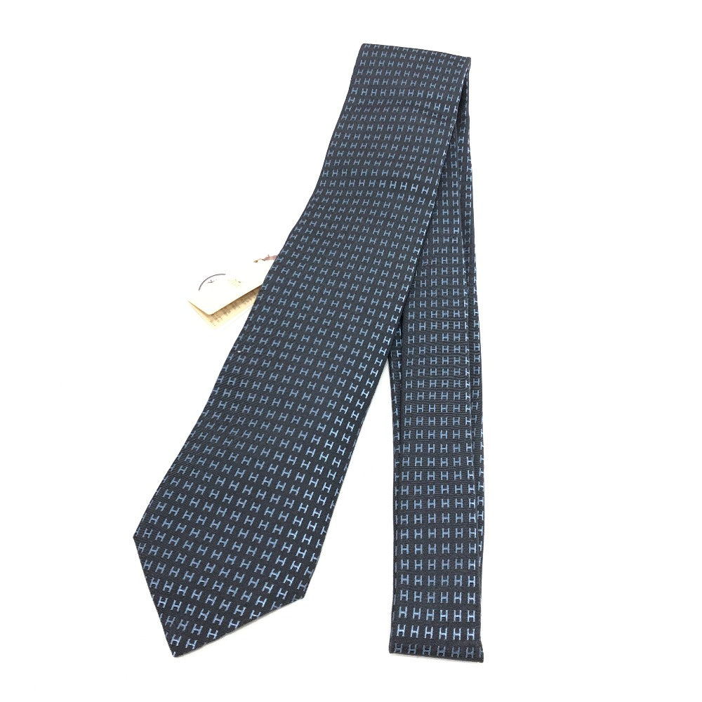 HERMES Hロゴ アパレル シルクタイ FACONNEE H H織りタイ ネクタイ シルク メンズ グレー - brandshop-reference