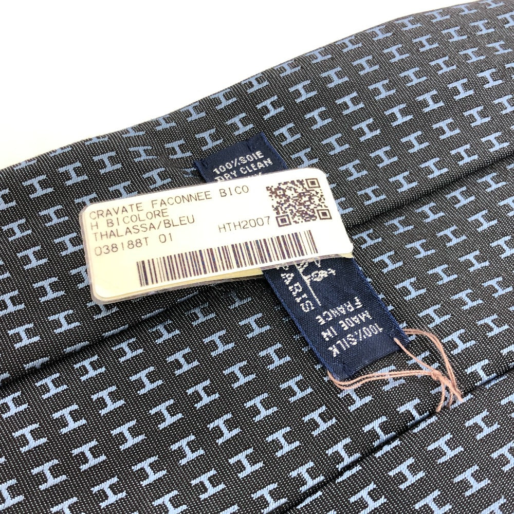 HERMES Hロゴ アパレル シルクタイ FACONNEE H H織りタイ ネクタイ シルク メンズ グレー - brandshop-reference