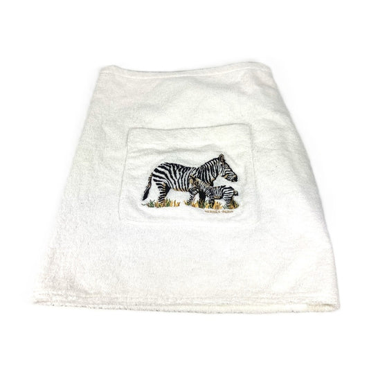 HERMES Bath Towel, Interior Throw, Blanket, Zebra Design, Wrap Towel, Cotton, Unisex, White
