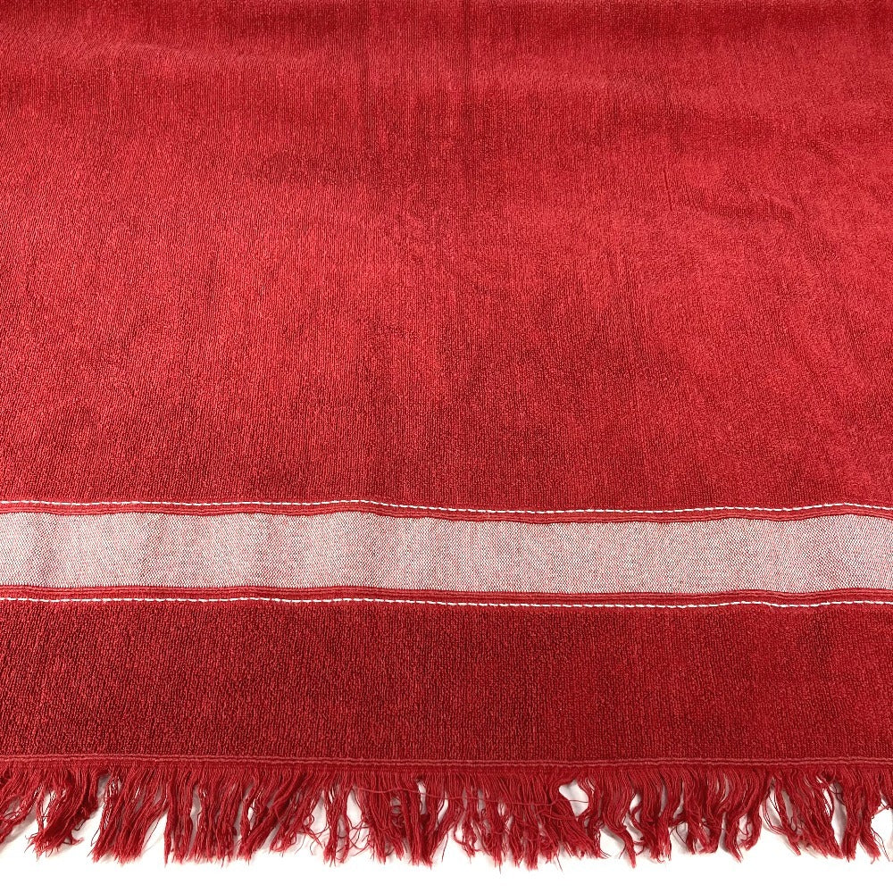 HERMES バスタオル インテリア ひざかけ ブランケット ビーチタオル ヨッティング ロゴ フリンジ タオル コットン ユニセックス レッド - brandshop-reference