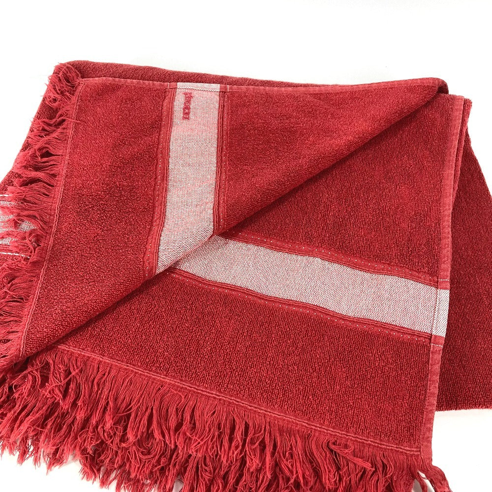 HERMES バスタオル インテリア ひざかけ ブランケット ビーチタオル ヨッティング ロゴ フリンジ タオル コットン ユニセックス レッド - brandshop-reference
