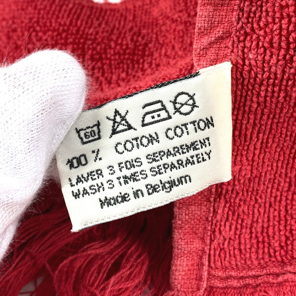 HERMES バスタオル インテリア ひざかけ ブランケット ビーチタオル ヨッティング ロゴ フリンジ タオル コットン ユニセックス レッド - brandshop-reference