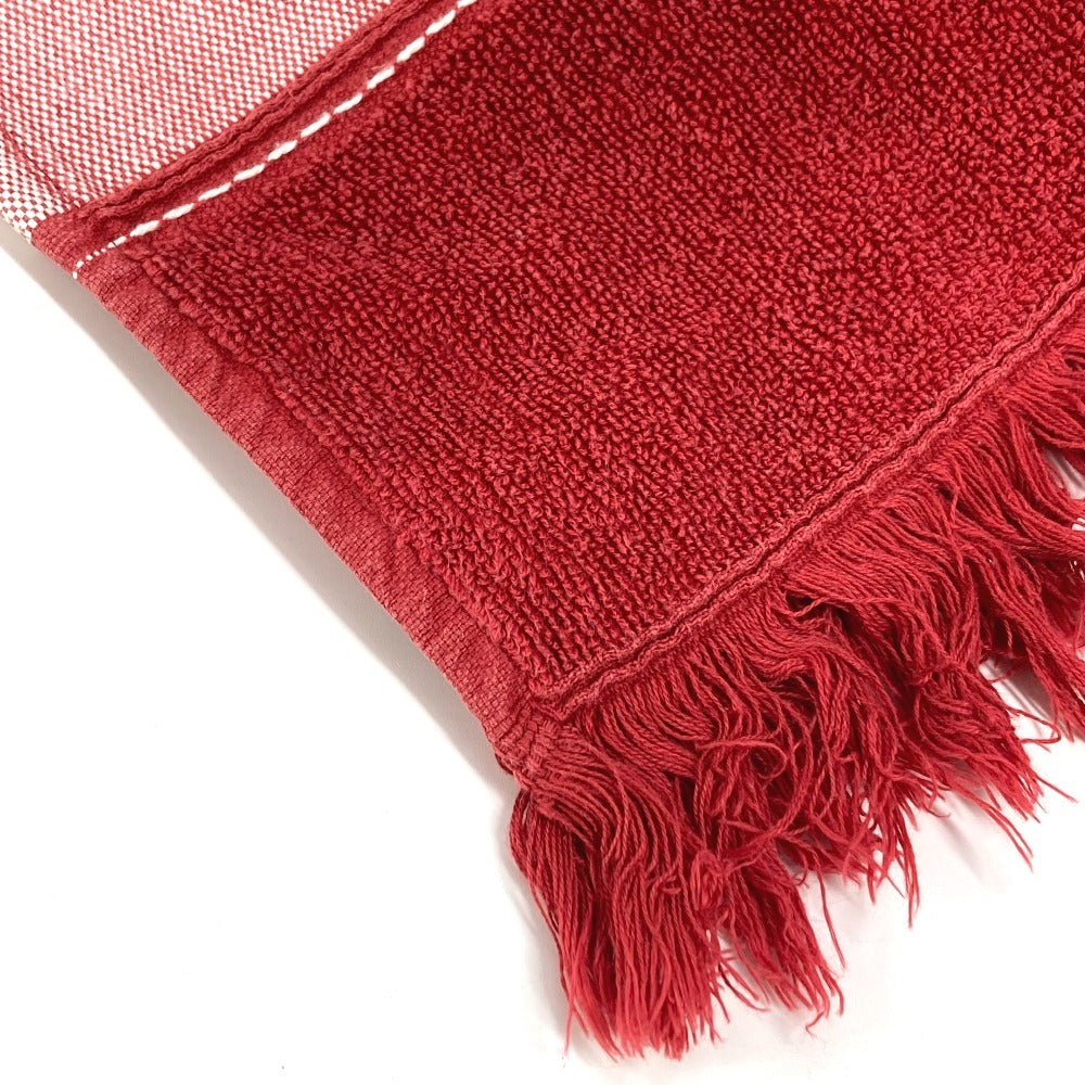 HERMES バスタオル インテリア ひざかけ ブランケット ビーチタオル ヨッティング ロゴ フリンジ タオル コットン ユニセックス レッド - brandshop-reference