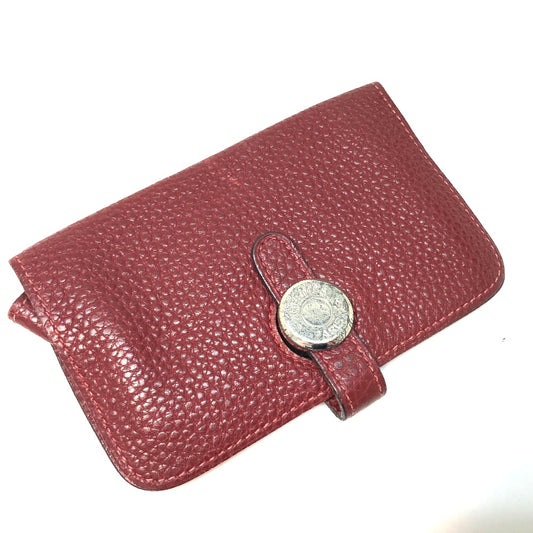 HERMES Dogon Coin Purse Togo Women's Red Rouge Ash