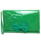 VALENTINO Red Valentino Enamel Clutch Bag with Ribbon Strap, Patent Leather, Green, Women's