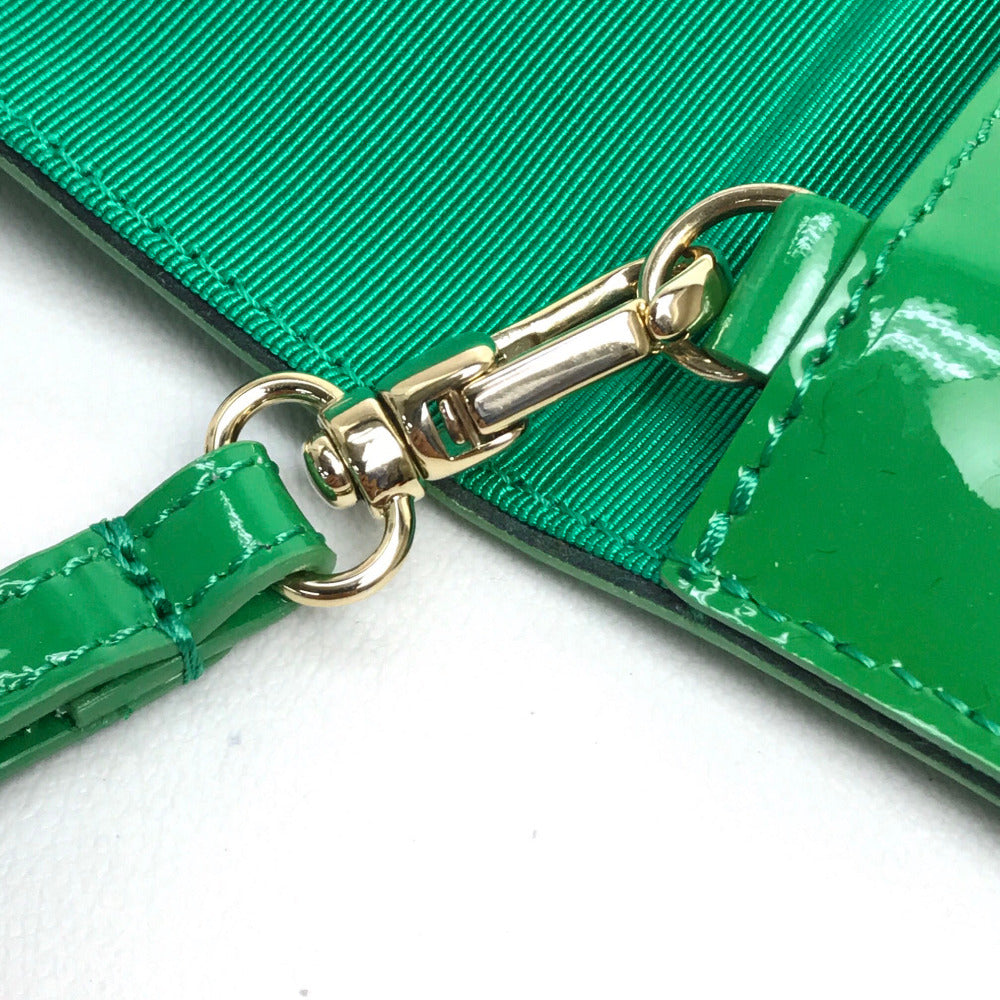 VALENTINO Red Valentino Enamel Clutch Bag with Ribbon Strap, Patent Leather, Green, Women's