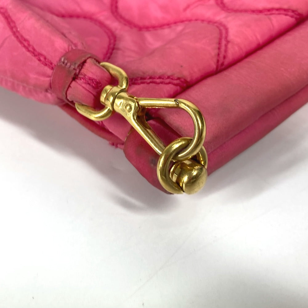 MIUMIU ロゴ キルティング ストラップ付 ポーチ セカンドバッグ クラッチバッグ ナイロン レディース ピンク - brandshop-reference