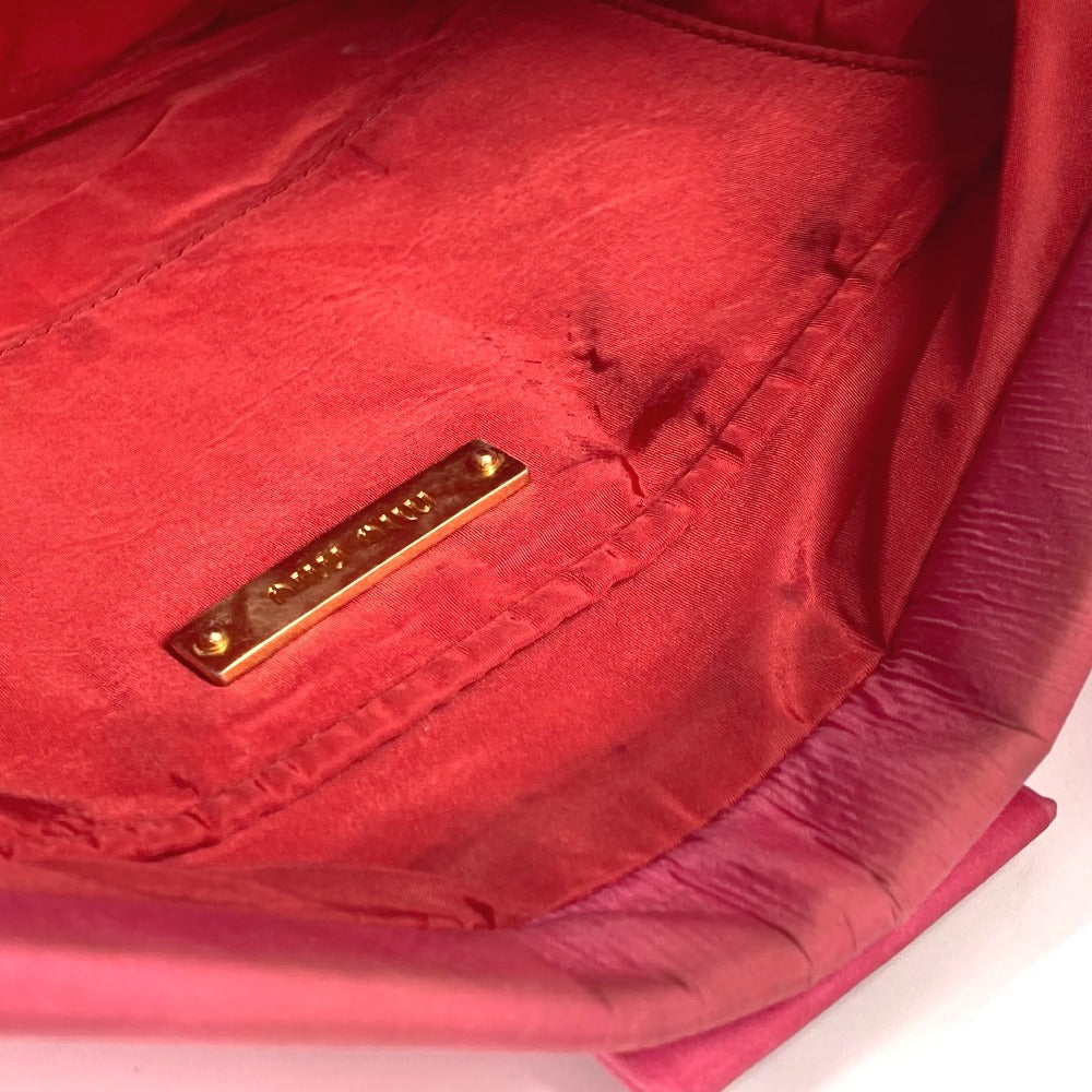 MIUMIU ロゴ キルティング ストラップ付 ポーチ セカンドバッグ クラッチバッグ ナイロン レディース ピンク - brandshop-reference