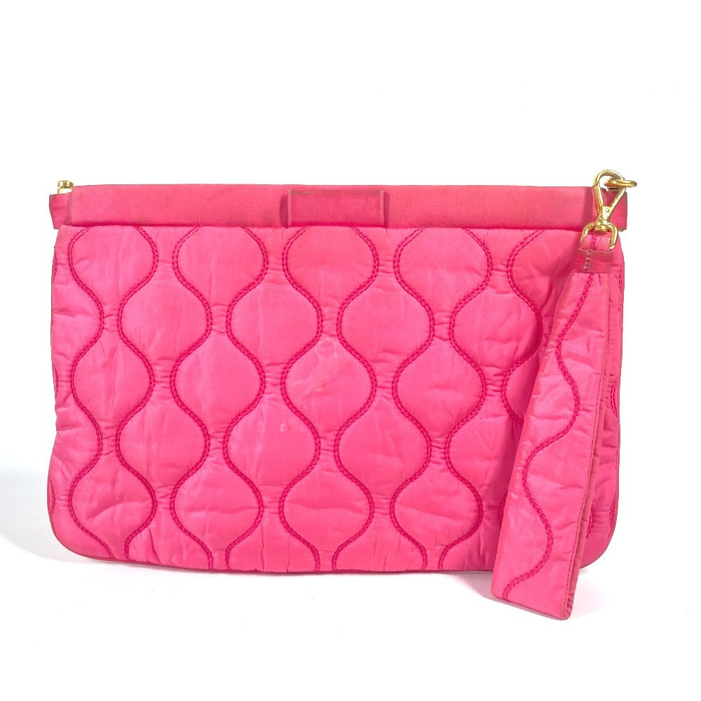 MIUMIU ロゴ キルティング ストラップ付 ポーチ セカンドバッグ クラッチバッグ ナイロン レディース ピンク - brandshop-reference