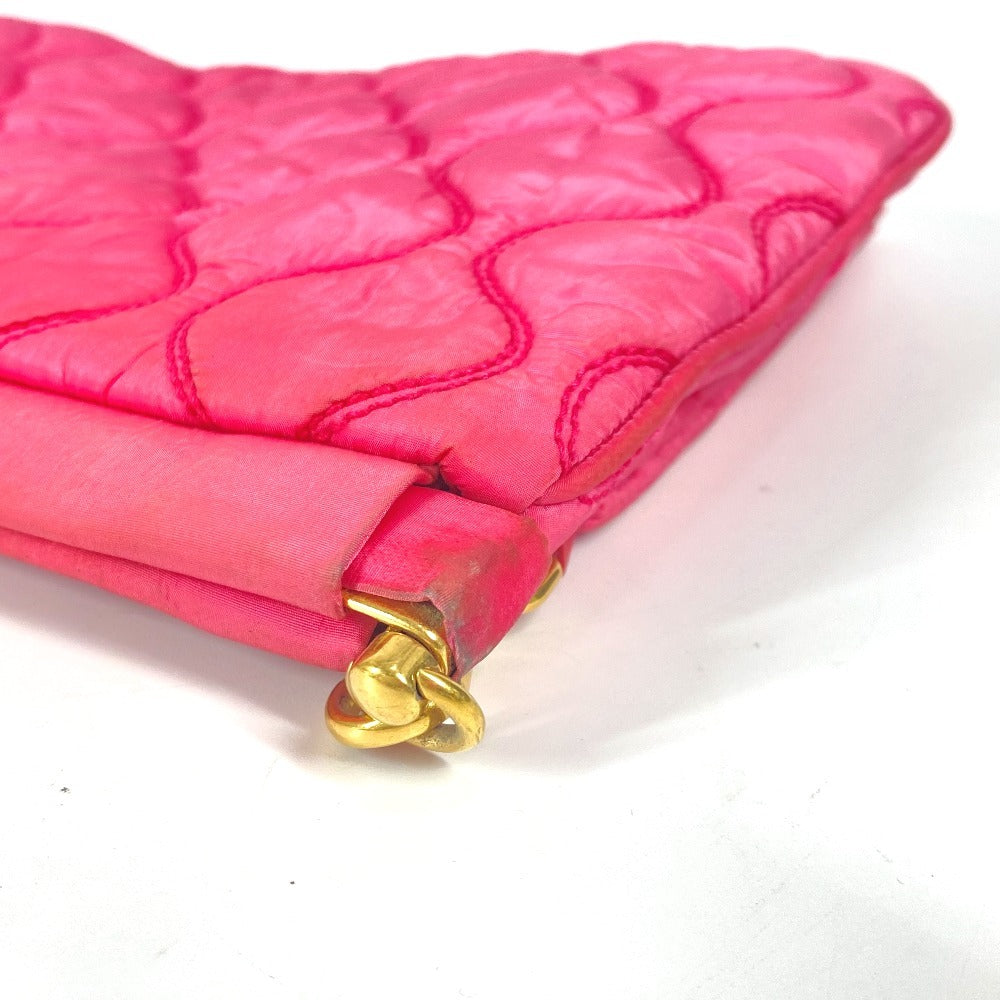 MIUMIU ロゴ キルティング ストラップ付 ポーチ セカンドバッグ クラッチバッグ ナイロン レディース ピンク - brandshop-reference