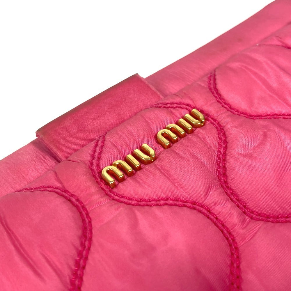 MIUMIU ロゴ キルティング ストラップ付 ポーチ セカンドバッグ クラッチバッグ ナイロン レディース ピンク - brandshop-reference