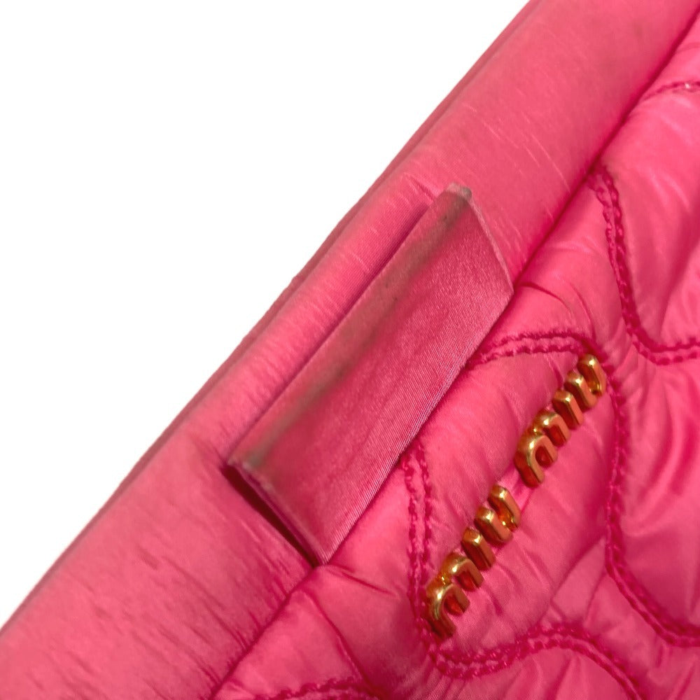 MIUMIU ロゴ キルティング ストラップ付 ポーチ セカンドバッグ クラッチバッグ ナイロン レディース ピンク - brandshop-reference