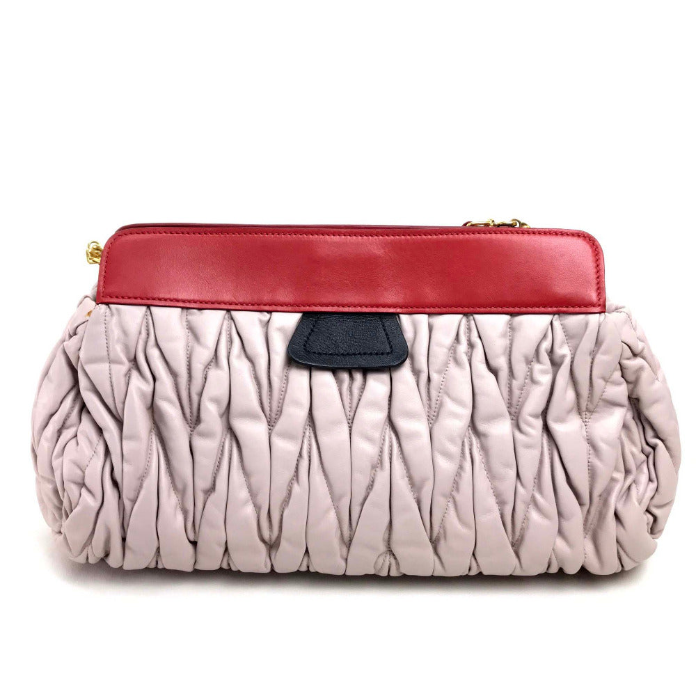 MIUMIU Matelasse Shoulder Bag, Clutch Bag, Crossbody Shoulder Bag, Handbag, Leather, Women's, Light Pink