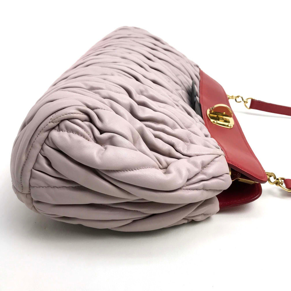 MIUMIU Matelasse Shoulder Bag, Clutch Bag, Crossbody Shoulder Bag, Handbag, Leather, Women's, Light Pink