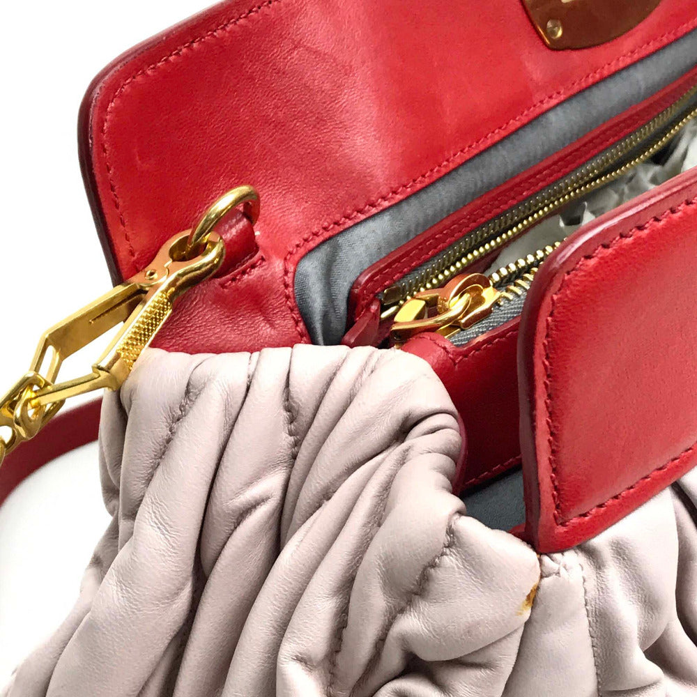 MIUMIU Matelasse Shoulder Bag, Clutch Bag, Crossbody Shoulder Bag, Handbag, Leather, Women's, Light Pink
