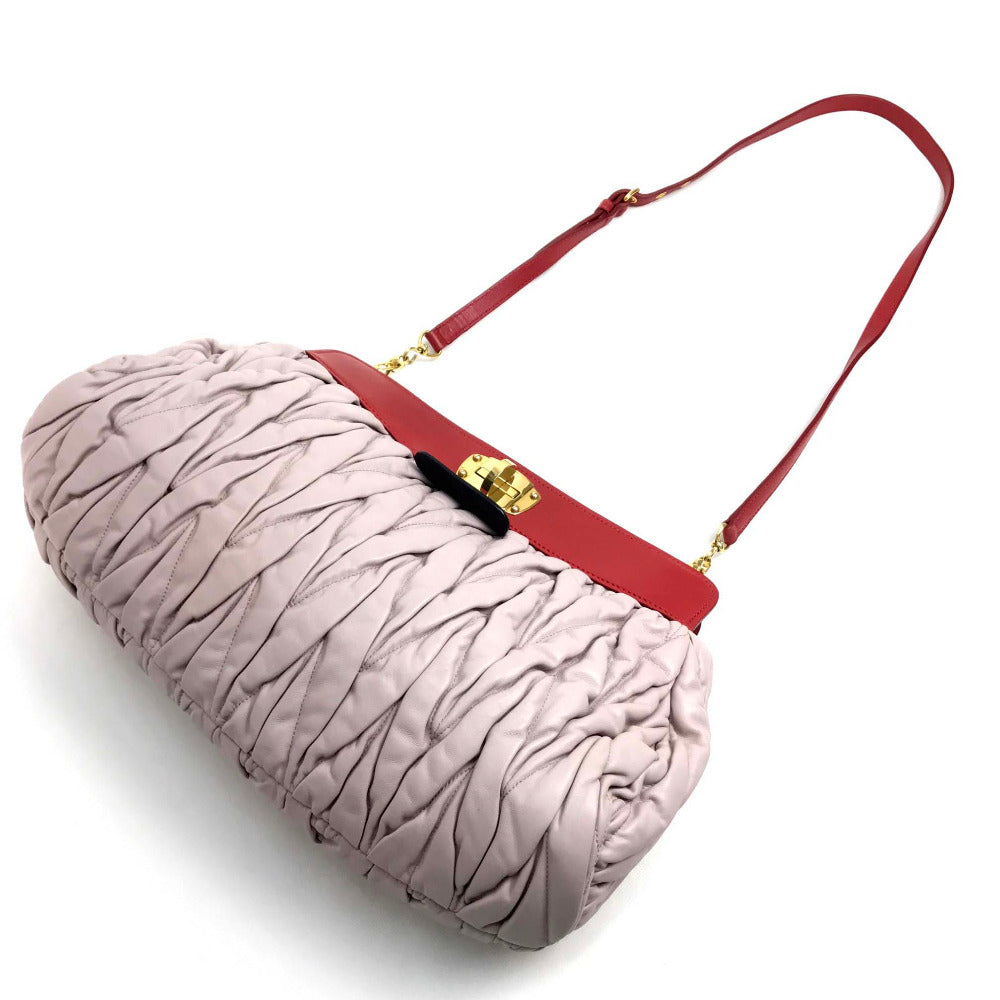 MIUMIU Matelasse Shoulder Bag, Clutch Bag, Crossbody Shoulder Bag, Handbag, Leather, Women's, Light Pink