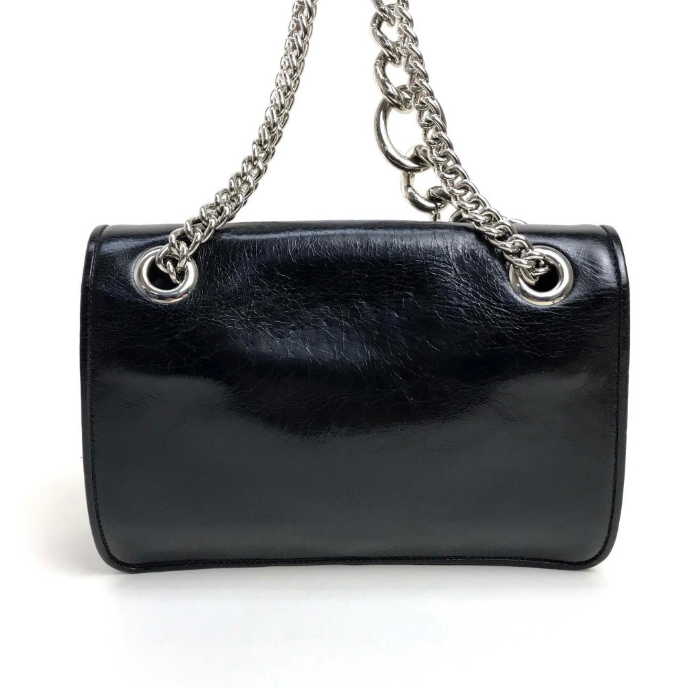 MIUMIU 5BD015 2-Way Shoulder/Crossbody Bag with Chain, Calf Leather, Women's, Black