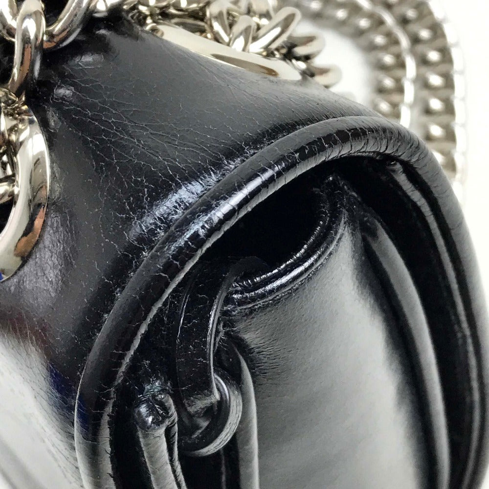 MIUMIU 5BD015 2-Way Shoulder/Crossbody Bag with Chain, Calf Leather, Women's, Black