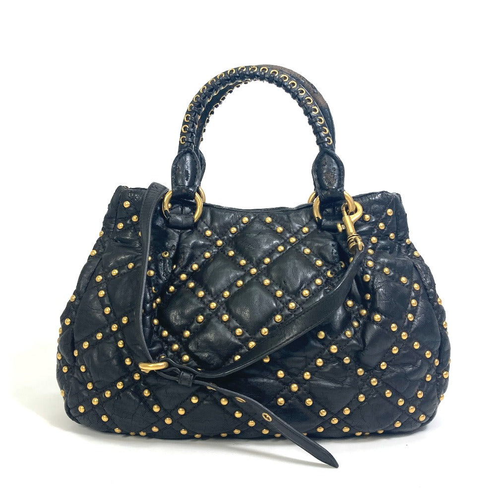 MIUMIU Quilted Studded Bag, 2-Way Shoulder Bag, Crossbody Bag, Handbag, Leather, Women's, Black