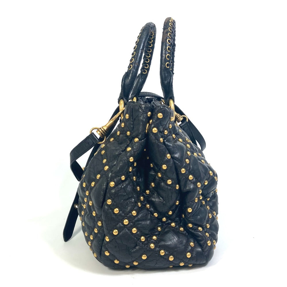MIUMIU Quilted Studded Bag, 2-Way Shoulder Bag, Crossbody Bag, Handbag, Leather, Women's, Black
