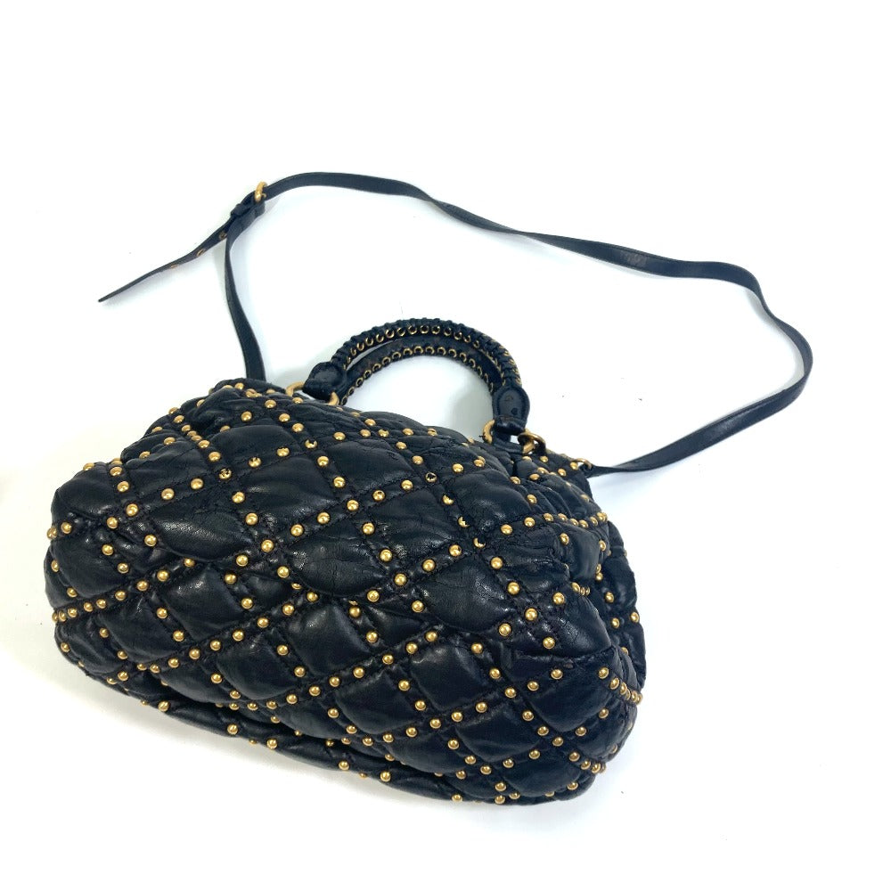 MIUMIU Quilted Studded Bag, 2-Way Shoulder Bag, Crossbody Bag, Handbag, Leather, Women's, Black