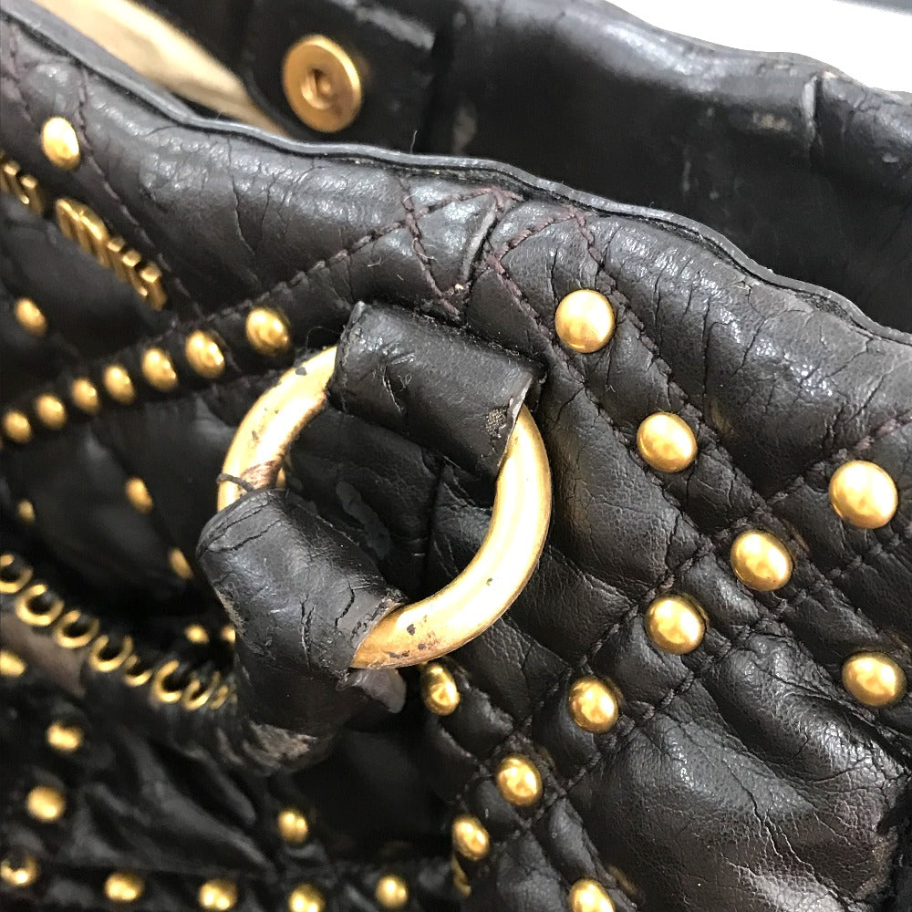 MIUMIU Quilted Studded Bag, 2-Way Shoulder Bag, Crossbody Bag, Handbag, Leather, Women's, Black