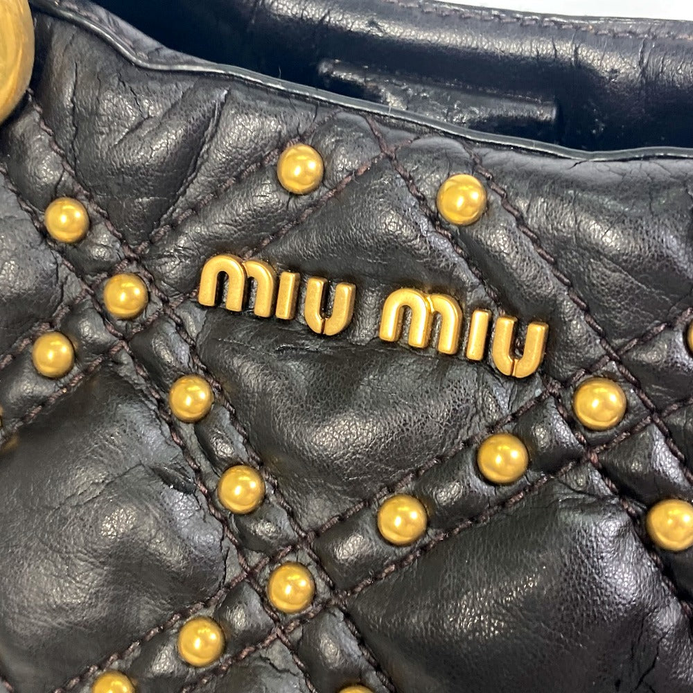 MIUMIU Quilted Studded Bag, 2-Way Shoulder Bag, Crossbody Bag, Handbag, Leather, Women's, Black
