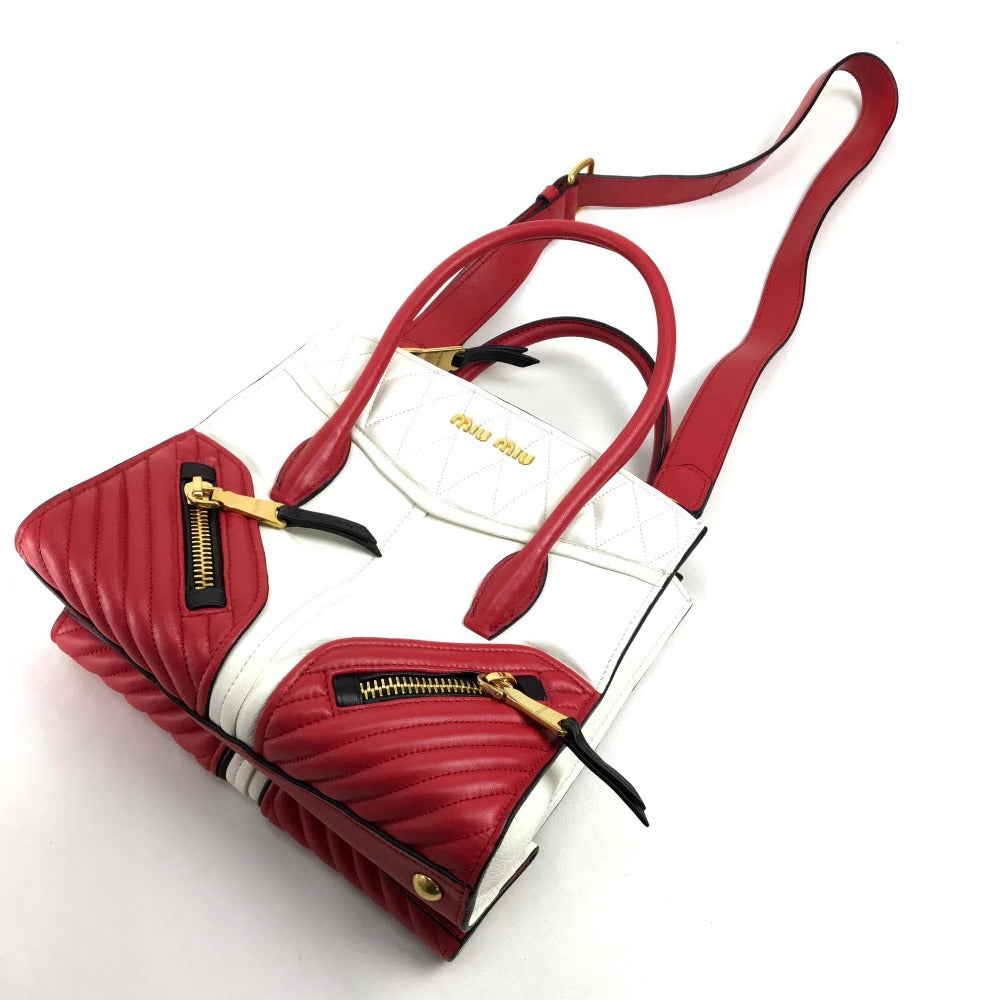 MIUMIU Biker Matelasse Handbag, Shoulder Bag, Crossbody Bag, Nappa Leather, Women's, White