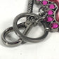 MIUMIU Ribbon Rhinestone Ribbon Bag Charm Keychain Metal Ladies Pink