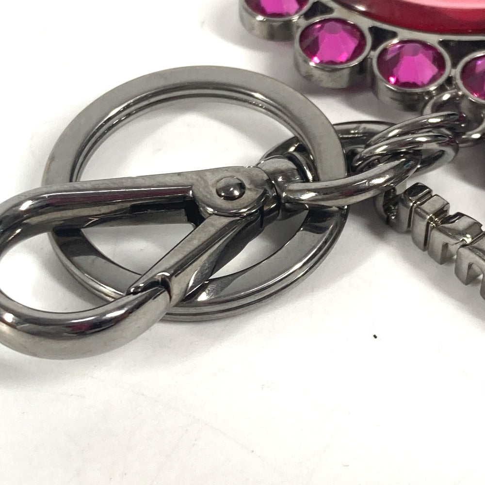 MIUMIU Ribbon Rhinestone Ribbon Bag Charm Keychain Metal Ladies Pink