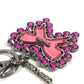 MIUMIU Ribbon Rhinestone Ribbon Bag Charm Keychain Metal Ladies Pink