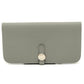 Cartera larga HERMES Dogon Cartera larga plegable Hardware plateado Cartera larga Togo Grimuet para mujer (estimado) Gris