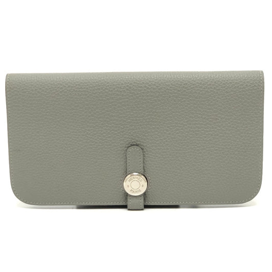 Hermes Dogon Long Wallet Bifold Long Wallet Silver Hardware Long Togo Togo Wanita Grimuet (Dianggarkan) Kelabu