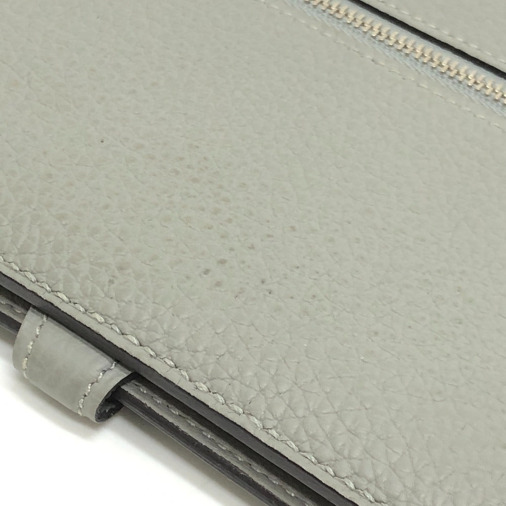Cartera larga HERMES Dogon Cartera larga plegable Hardware plateado Cartera larga Togo Grimuet para mujer (estimado) Gris