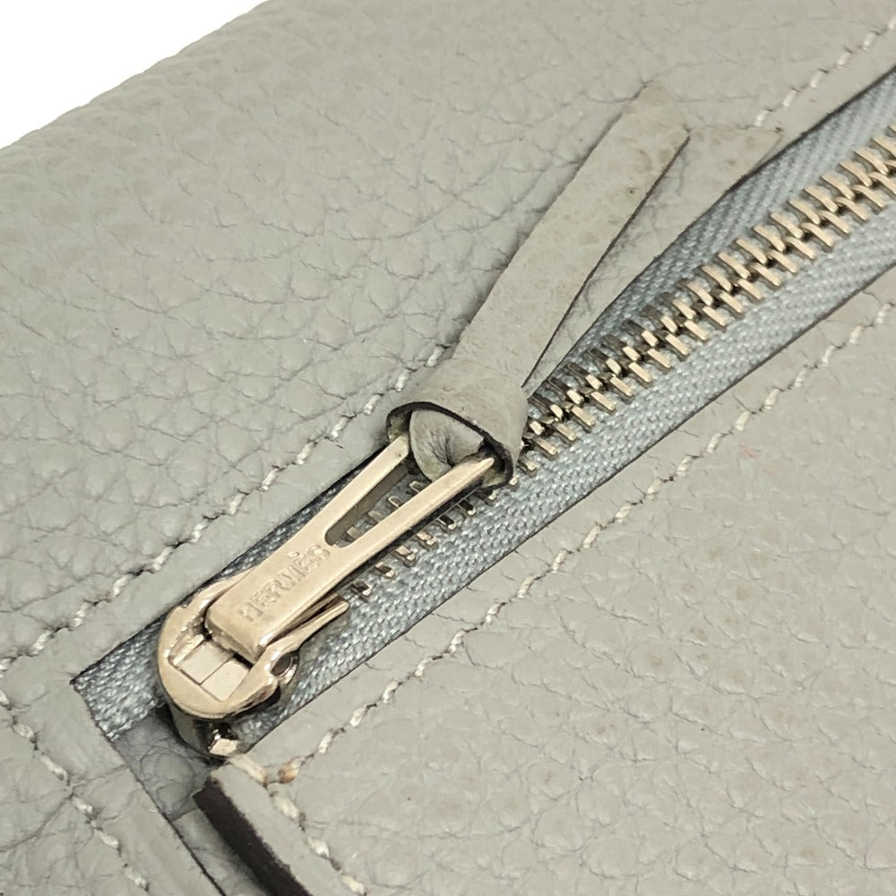 Cartera larga HERMES Dogon Cartera larga plegable Hardware plateado Cartera larga Togo Grimuet para mujer (estimado) Gris