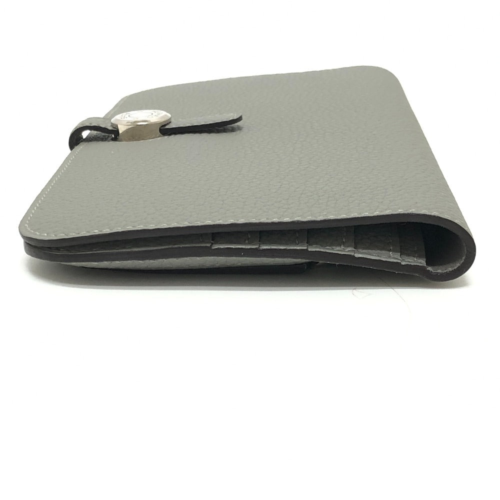 Cartera larga HERMES Dogon Cartera larga plegable Hardware plateado Cartera larga Togo Grimuet para mujer (estimado) Gris