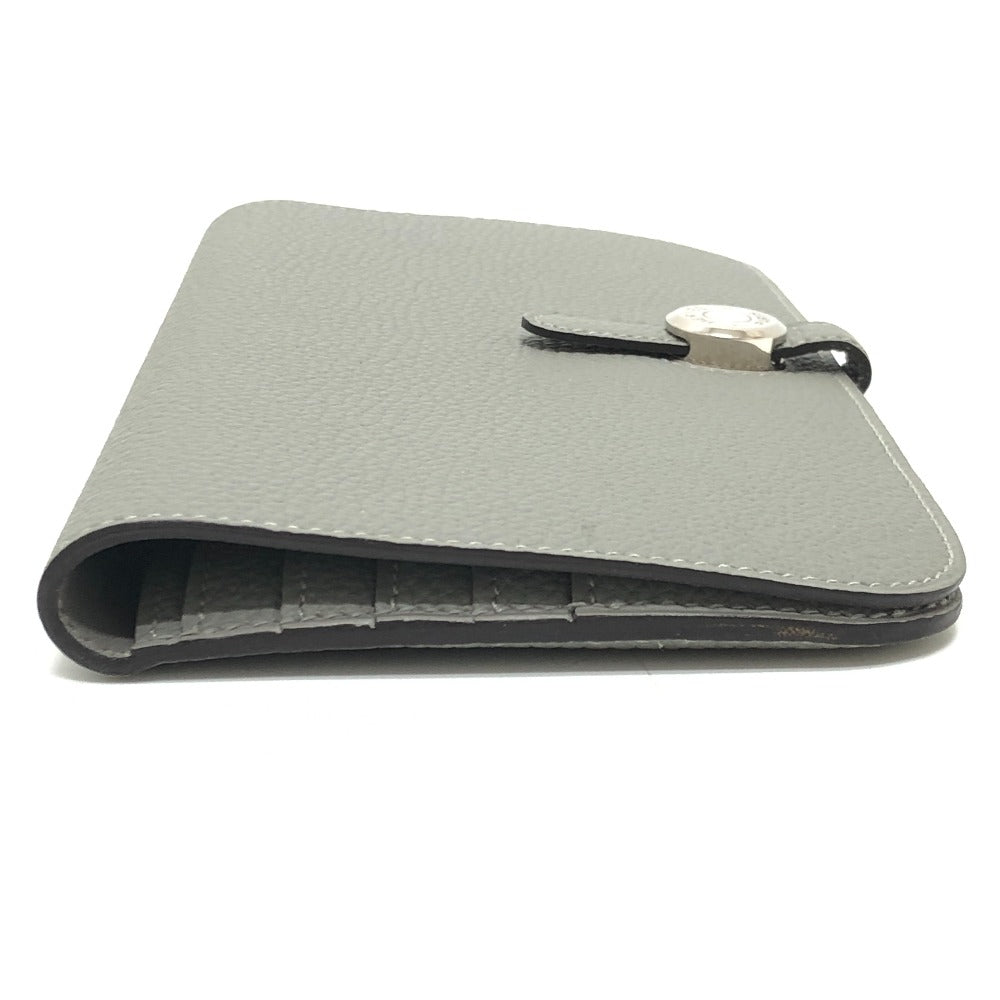 Cartera larga HERMES Dogon Cartera larga plegable Hardware plateado Cartera larga Togo Grimuet para mujer (estimado) Gris