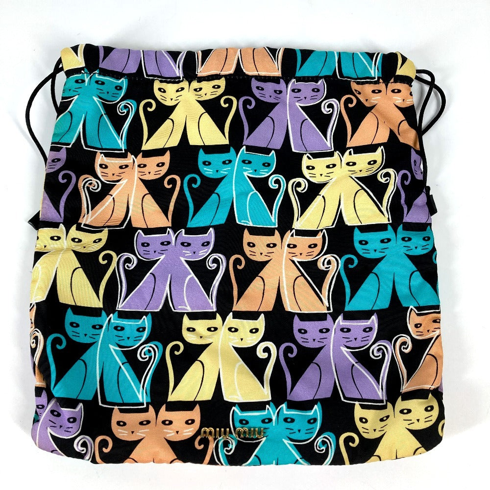 MIUMIU キャット 猫 巾着ポーチ メイクポーチ マルチポーチ ポーチ ナイロン レディース マルチカラー - brandshop-reference