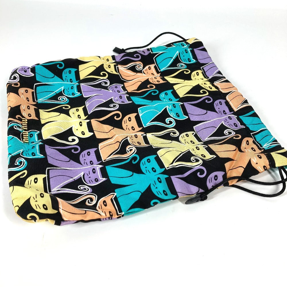 MIUMIU キャット 猫 巾着ポーチ メイクポーチ マルチポーチ ポーチ ナイロン レディース マルチカラー - brandshop-reference