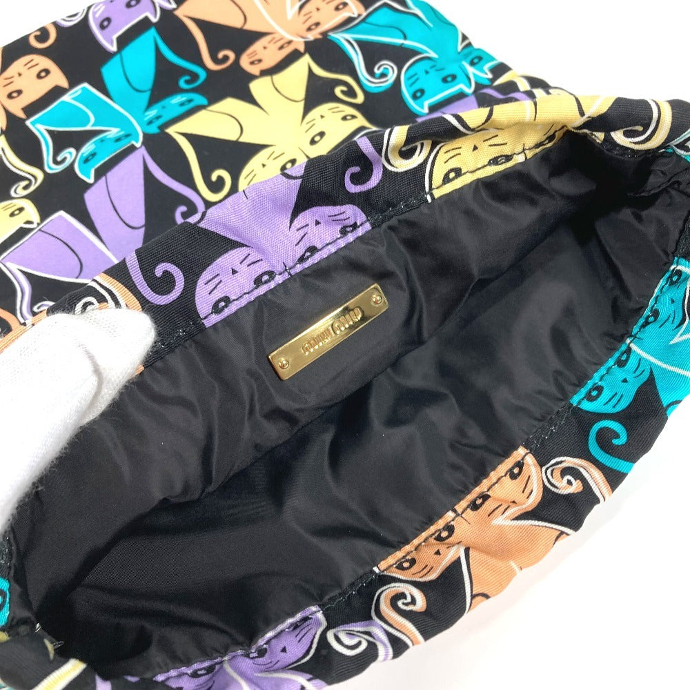MIUMIU キャット 猫 巾着ポーチ メイクポーチ マルチポーチ ポーチ ナイロン レディース マルチカラー - brandshop-reference