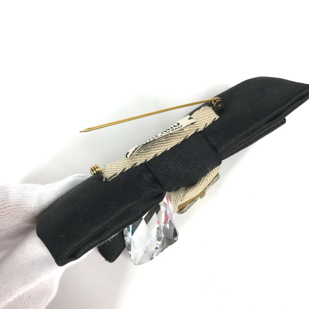 MIUMIU 5AJD36 リボン りぼん ビジュー アクセサリー ブローチ レーヨン レディース ブラック - brandshop-reference