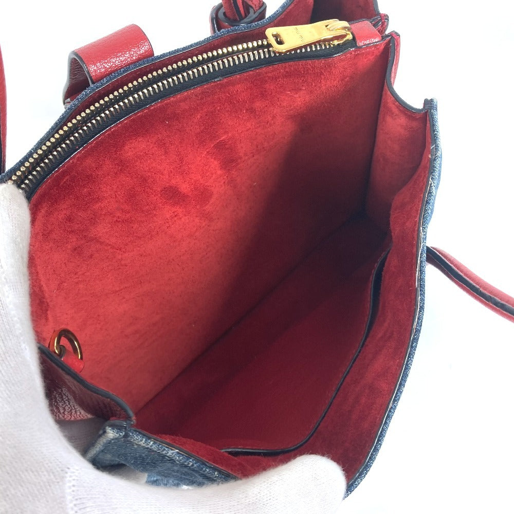 MIUMIU バイカラー ロゴ 2WAYバッグ トートバッグ ショルダーバッグ 斜め掛け カバン ハンドバッグ デニム レディース ブルー - brandshop-reference