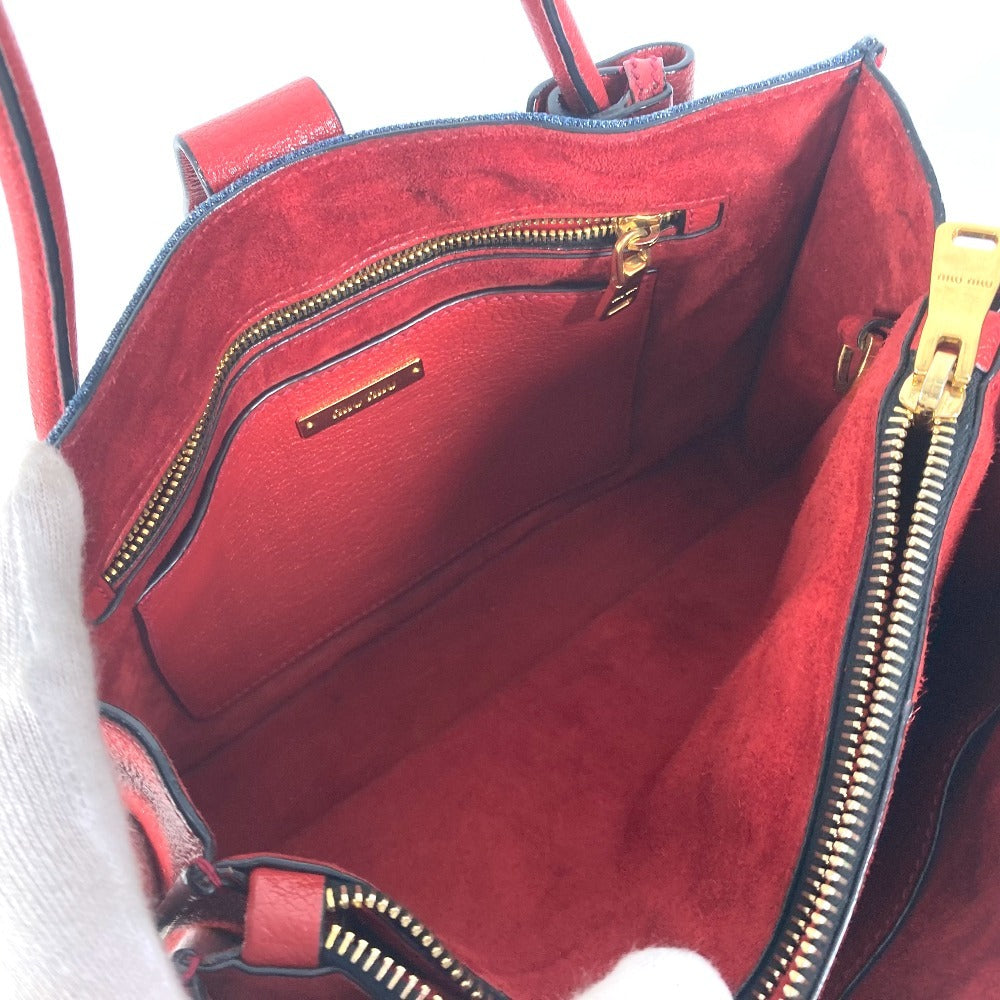 MIUMIU バイカラー ロゴ 2WAYバッグ トートバッグ ショルダーバッグ 斜め掛け カバン ハンドバッグ デニム レディース ブルー - brandshop-reference