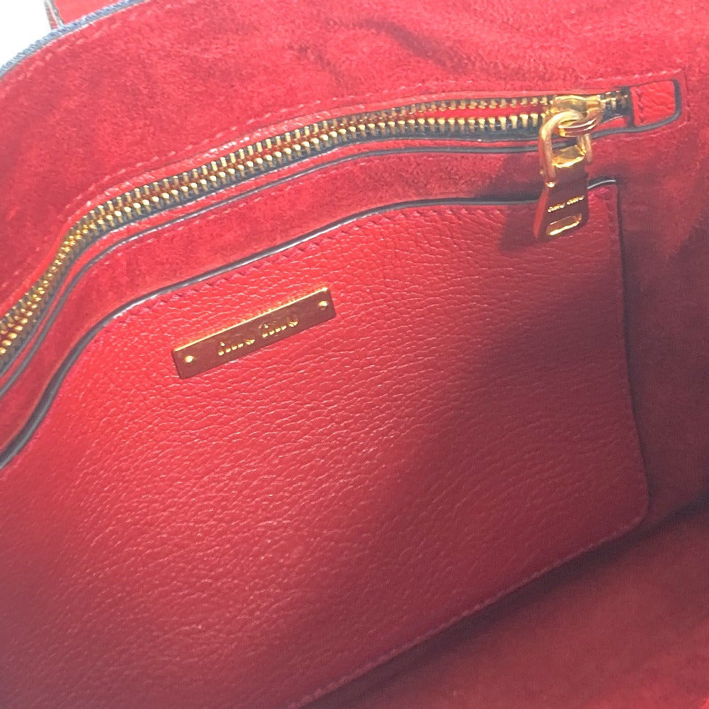 MIUMIU バイカラー ロゴ 2WAYバッグ トートバッグ ショルダーバッグ 斜め掛け カバン ハンドバッグ デニム レディース ブルー - brandshop-reference