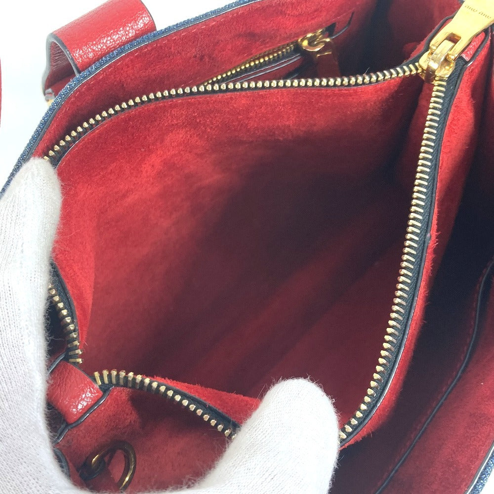 MIUMIU バイカラー ロゴ 2WAYバッグ トートバッグ ショルダーバッグ 斜め掛け カバン ハンドバッグ デニム レディース ブルー - brandshop-reference