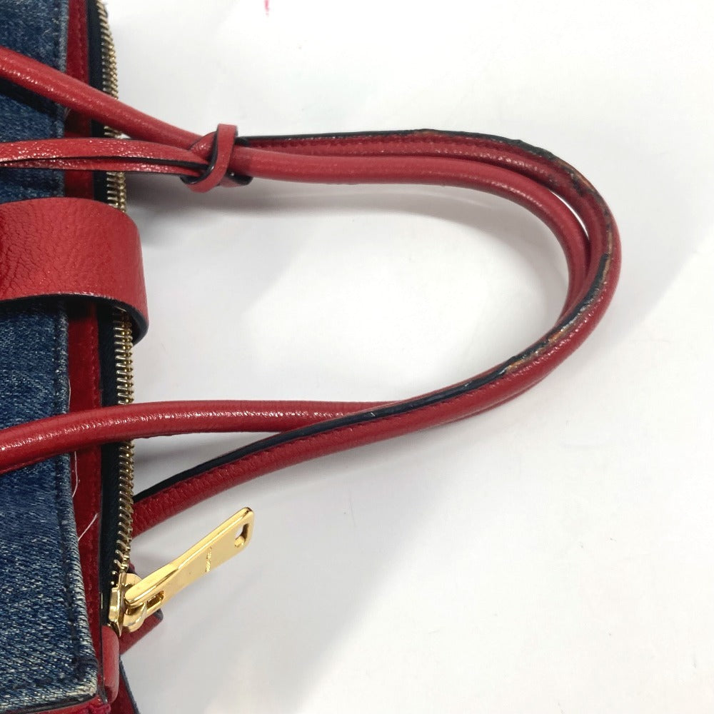 MIUMIU バイカラー ロゴ 2WAYバッグ トートバッグ ショルダーバッグ 斜め掛け カバン ハンドバッグ デニム レディース ブルー - brandshop-reference