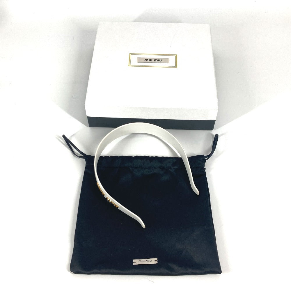 MIUMIU ロゴ ヘアバンド ヘッドバンド カチューシャ プラスチック レディース ホワイト - brandshop-reference